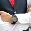 No. 5 Serisi Retro Otomatik Mekanik Su Geçirmez Saat Gri Siyah