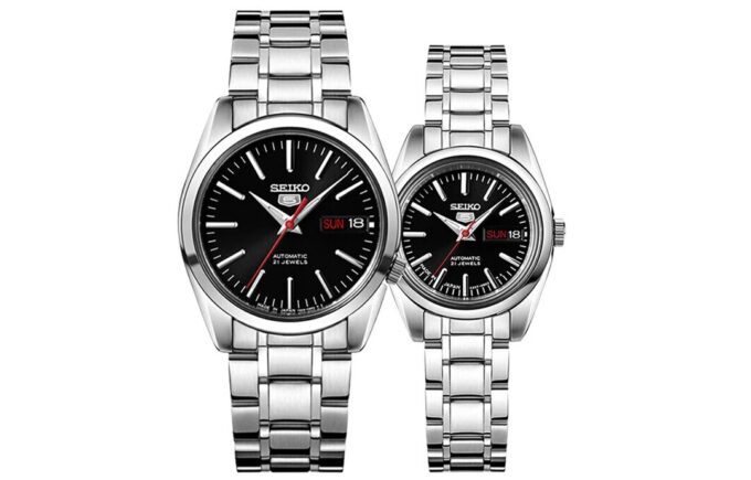 Unisex Mekanik Siyah/Gümüş SNKL45J1+SYMK17J1