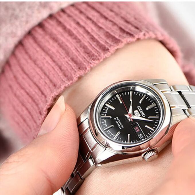 Unisex Mekanik Siyah/Gümüş SNKL45J1+SYMK17J1